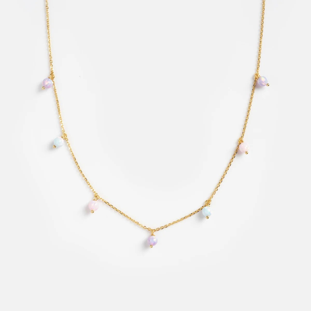 Opal Moon Diamond Clavicle Necklace – Elegant Women’s Jewelry