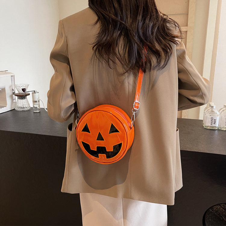 Halloween Pumpkin Crossbody Bag | Cute Round Shoulder Messenger Bag for Women & Girls