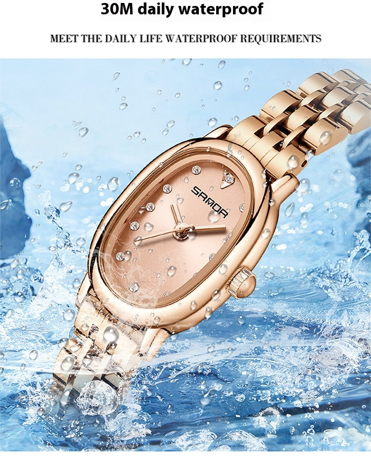 Women's Quartz Watch | Leather & Steel Strap Waterproof Timepiece