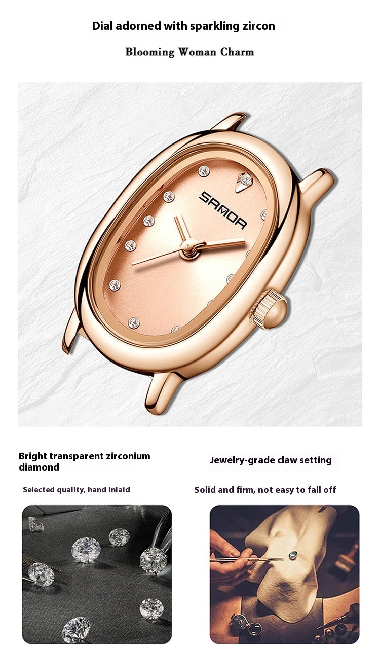 Women's Quartz Watch | Leather & Steel Strap Waterproof Timepiece