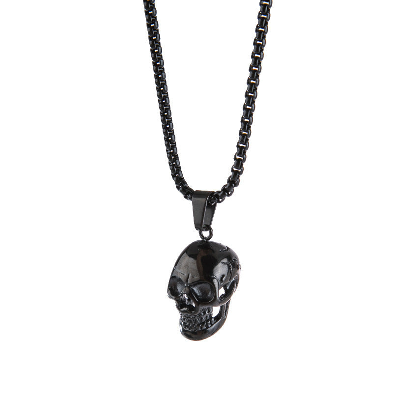 Men’s Halloween Skull Necklace – Punk Titanium Steel Fashion Accessory