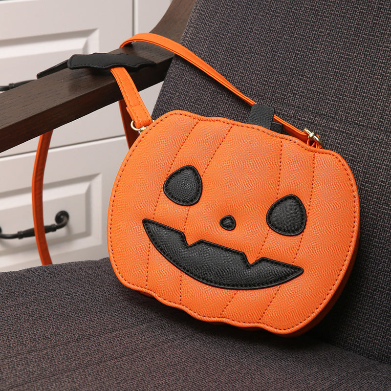 Halloween Pumpkin Crossbody Bag | Funny Cartoon Bat Shoulder Bag for Women