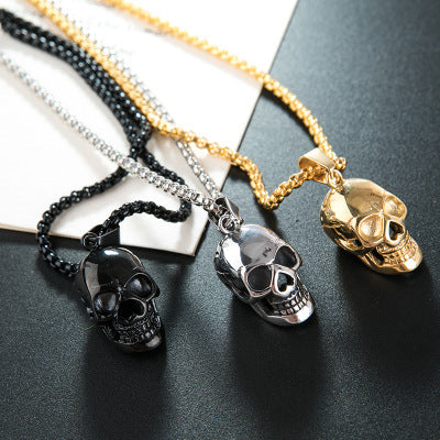 Men’s Halloween Skull Necklace – Punk Titanium Steel Fashion Accessory