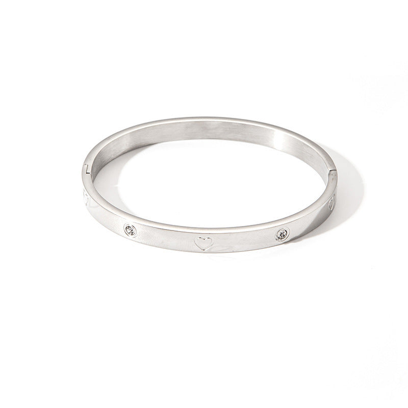 Titanium Steel Gold-Plated Diamond Bracelet for Women