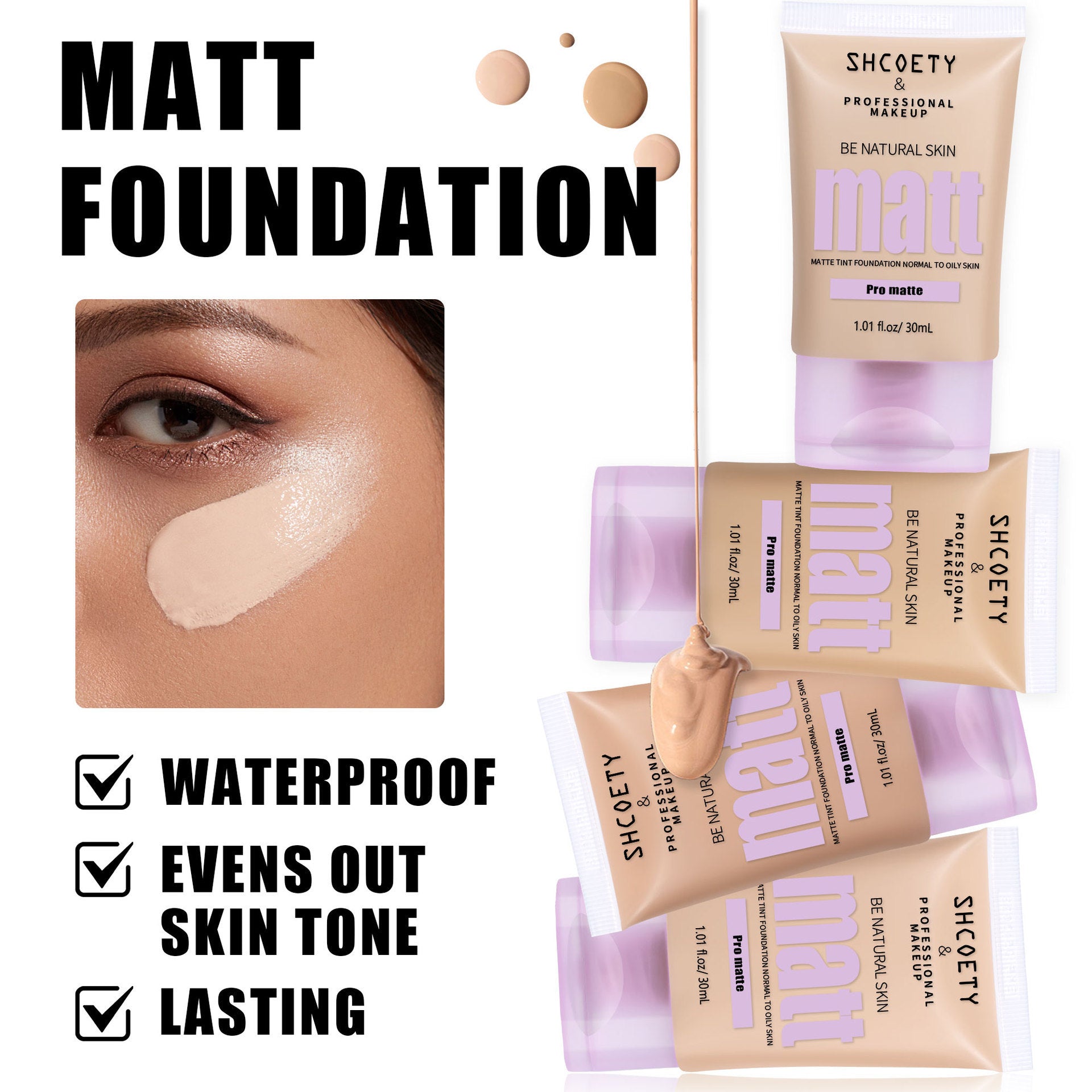 4-Color Longwear Foundation & Concealer BB Cream | Natural Brightening Skin Tone