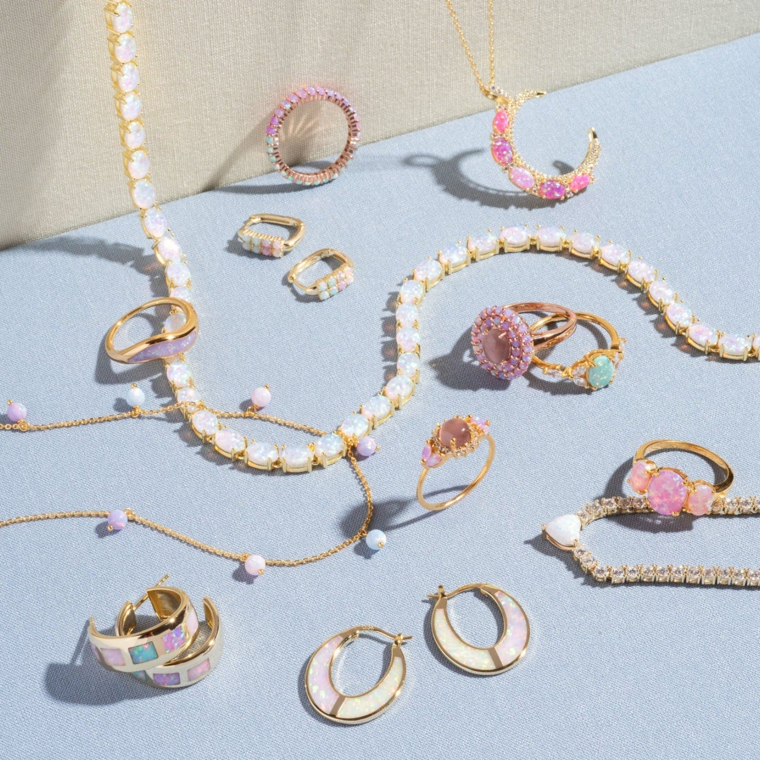 Opal Moon Diamond Clavicle Necklace – Elegant Women’s Jewelry