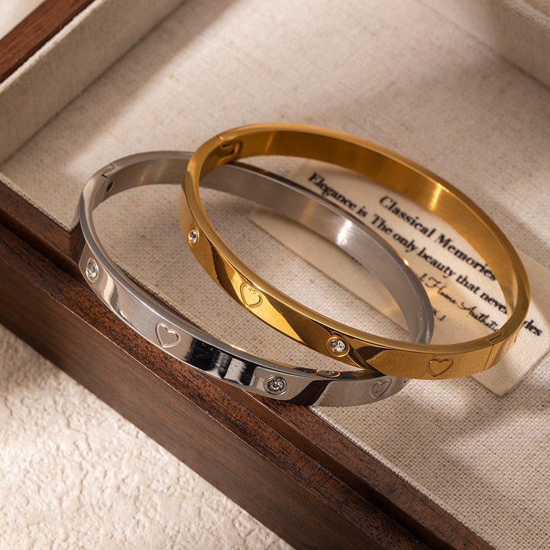 Titanium Steel Gold-Plated Diamond Bracelet for Women