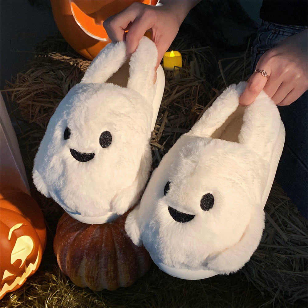 Couple Halloween Ghost Slippers | Cute Cotton Indoor Warm House Shoes
