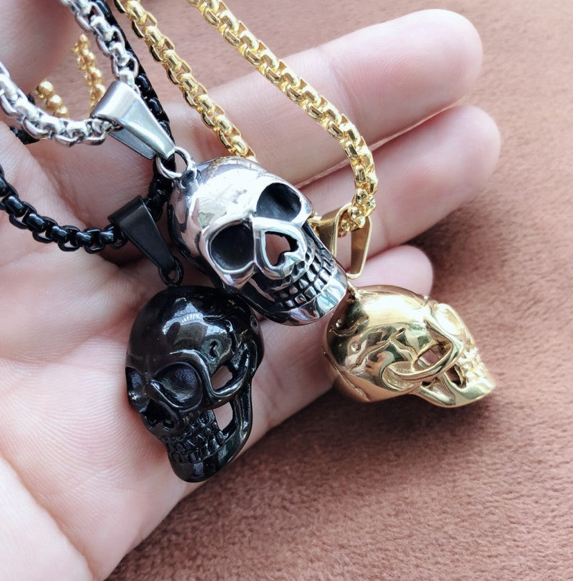 Men’s Halloween Skull Necklace – Punk Titanium Steel Fashion Accessory