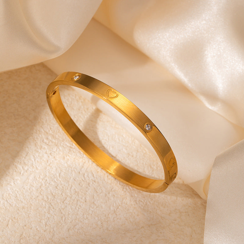 Titanium Steel Gold-Plated Diamond Bracelet for Women