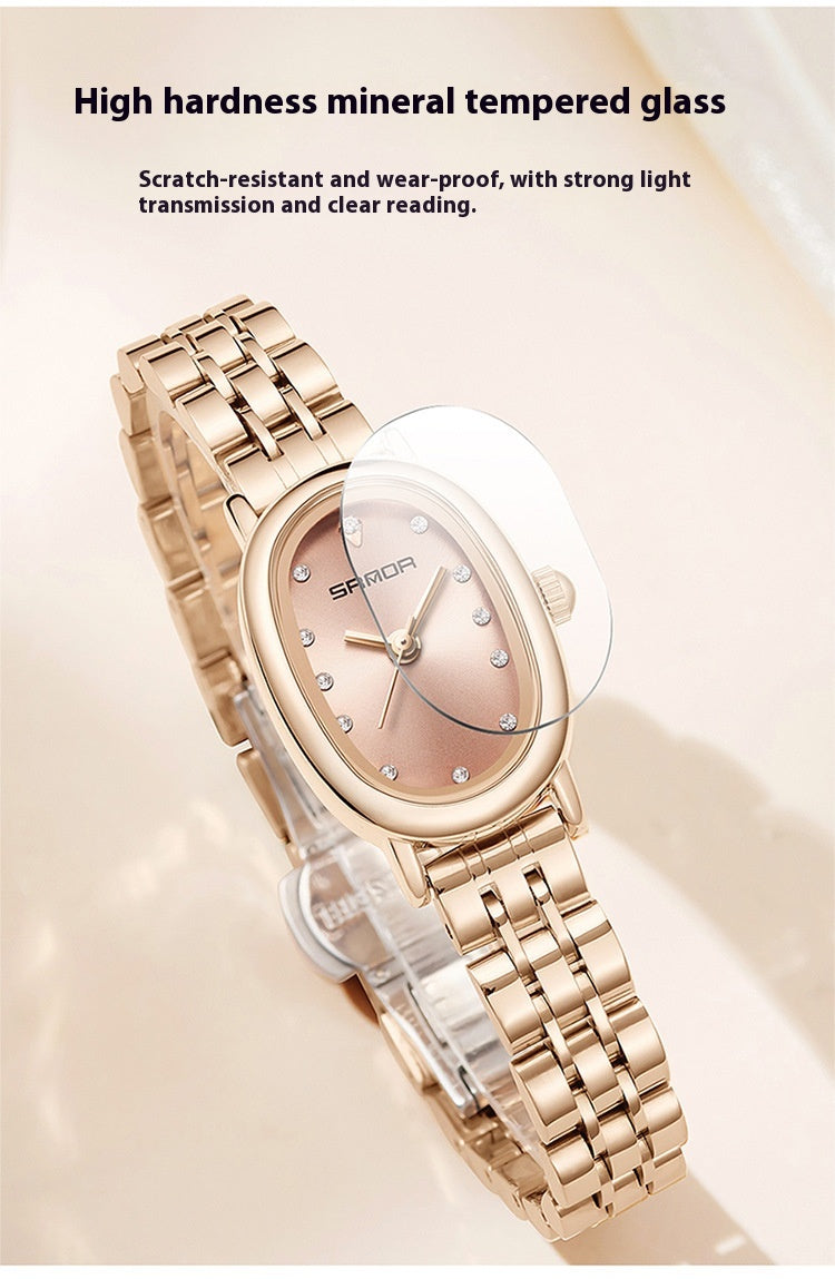 Women's Quartz Watch | Leather & Steel Strap Waterproof Timepiece