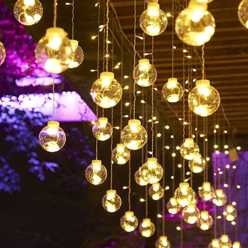 LED Wish Orbs Lighting Chain – Star & Moon Curtain Light | Starry Sky Décor