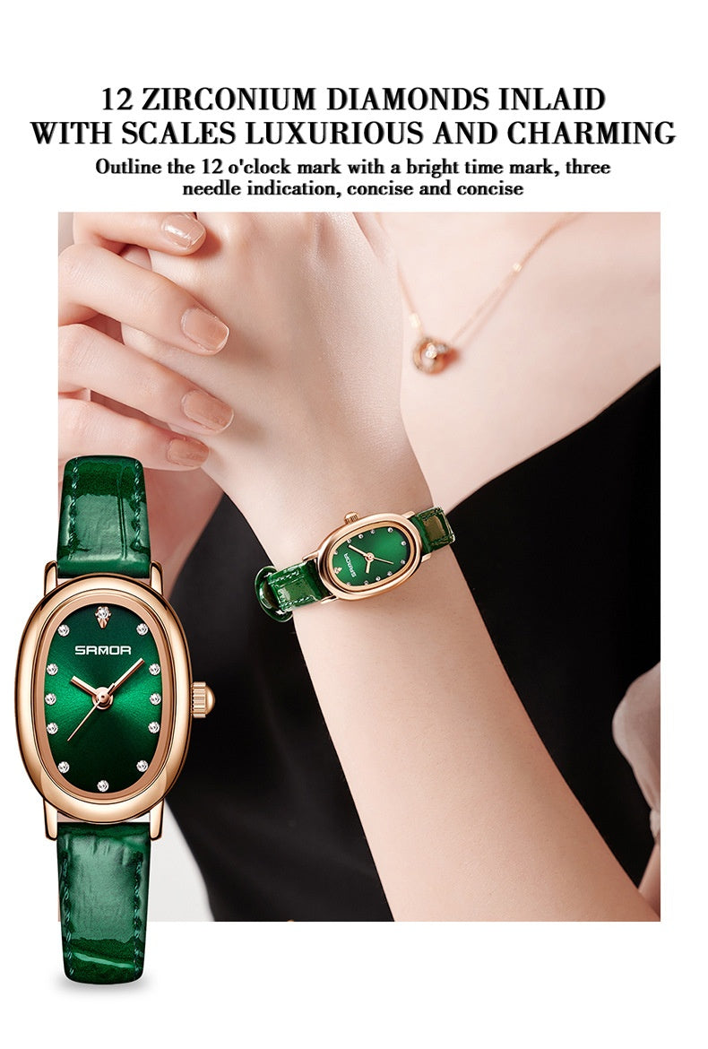 Women's Quartz Watch | Leather & Steel Strap Waterproof Timepiece