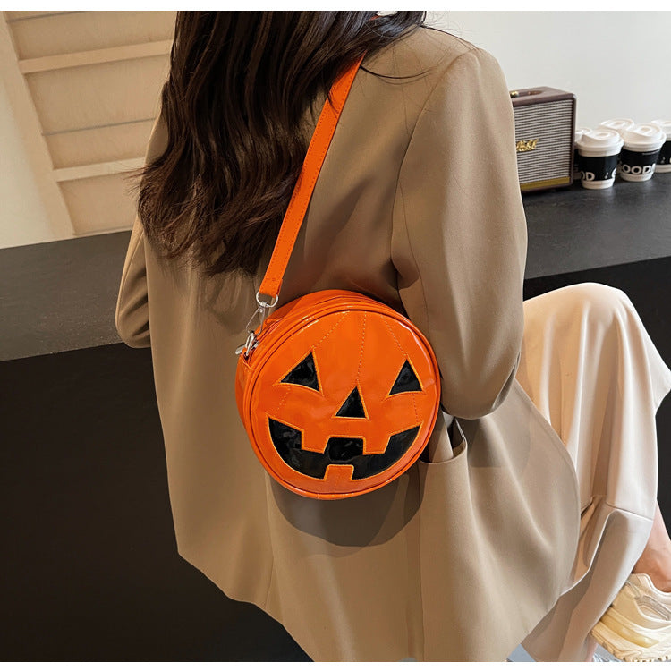 Halloween Pumpkin Crossbody Bag | Cute Round Shoulder Messenger Bag for Women & Girls