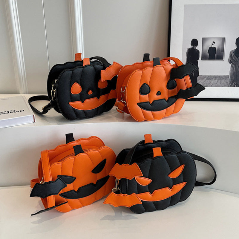Halloween Pumpkin Crossbody Bag | Funny Cartoon Bat Shoulder Bag for Women