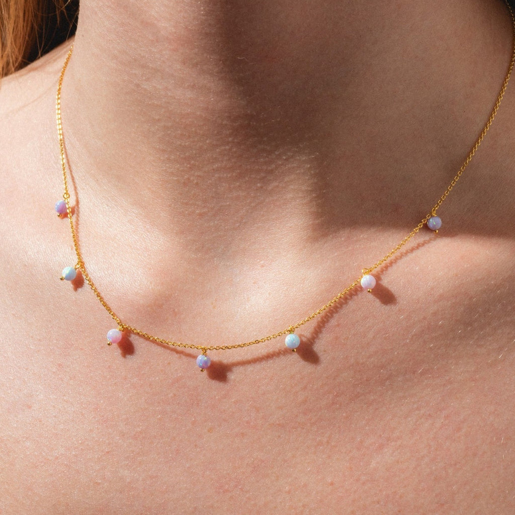 Opal Moon Diamond Clavicle Necklace – Elegant Women’s Jewelry