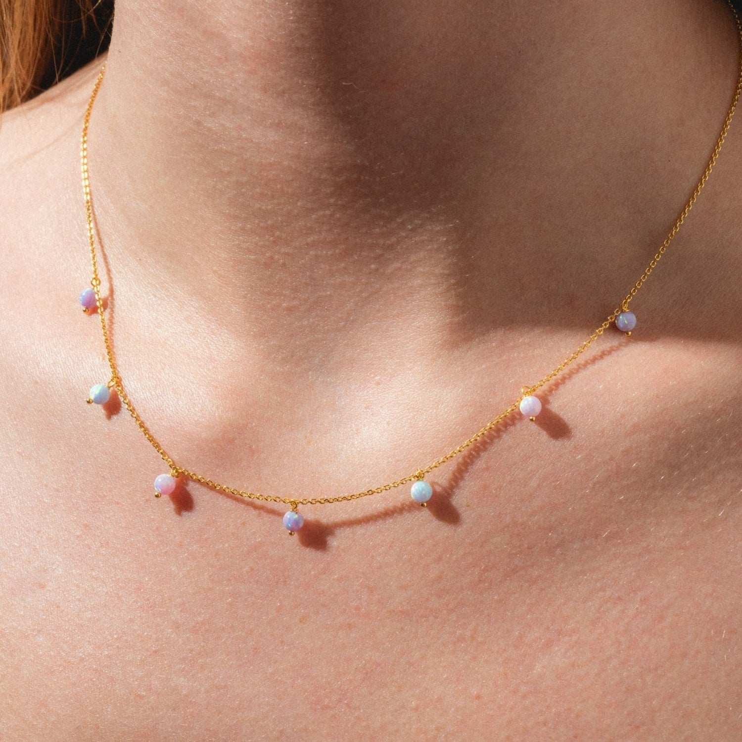 Opal Moon Diamond Clavicle Necklace – Elegant Women’s Jewelry