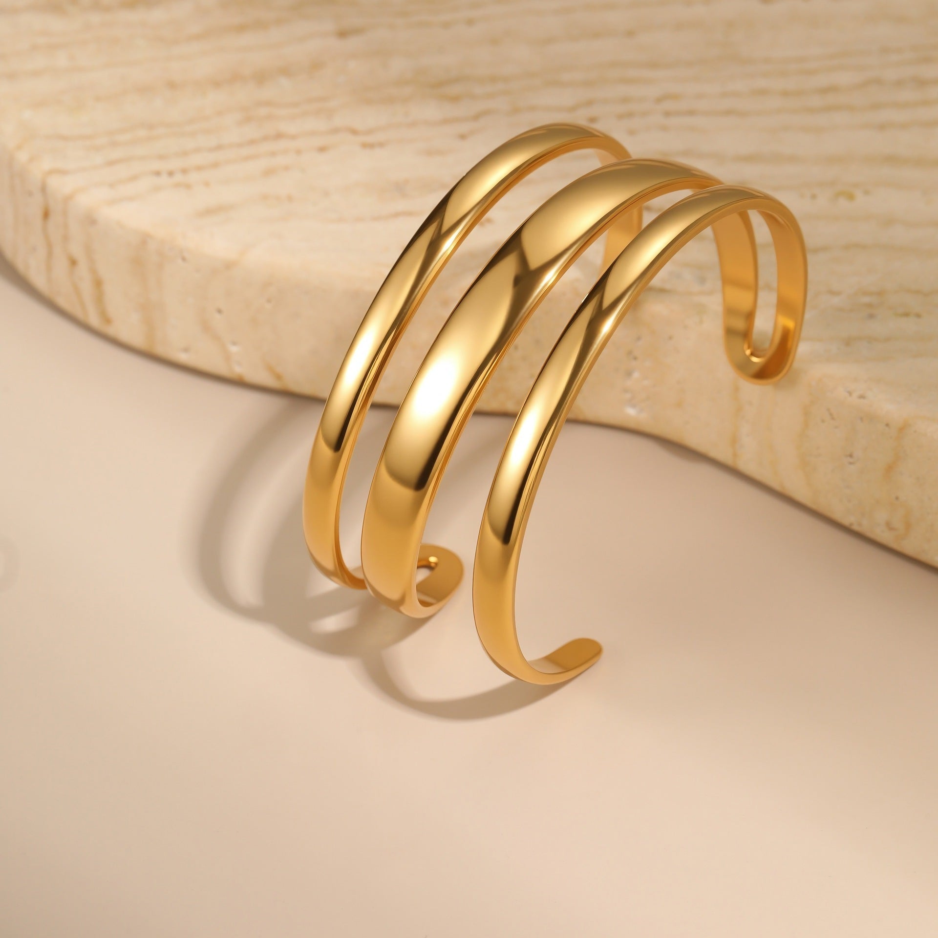 Stainless Steel Simple Opening Bracelet – Minimalist Adjustable Bangle for Women