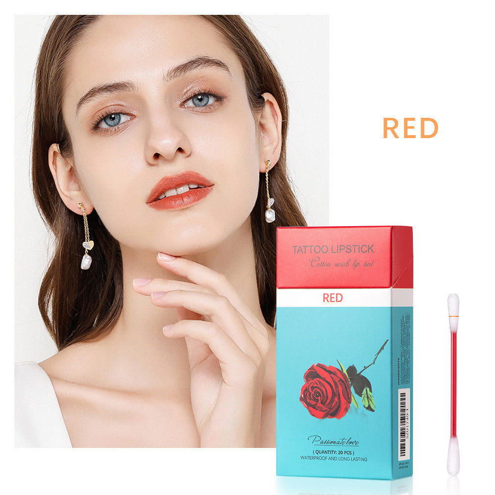 20 Pcs Cotton Swab Lipstick Set – Portable Waterproof Long-Lasting Liquid Lipsticks