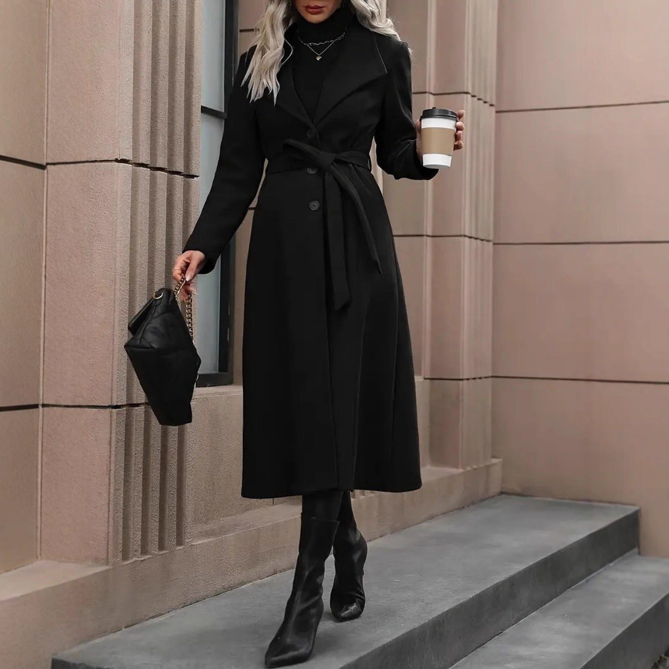 Minimalist Belted Coat | Oversized Elegant Winter Wear