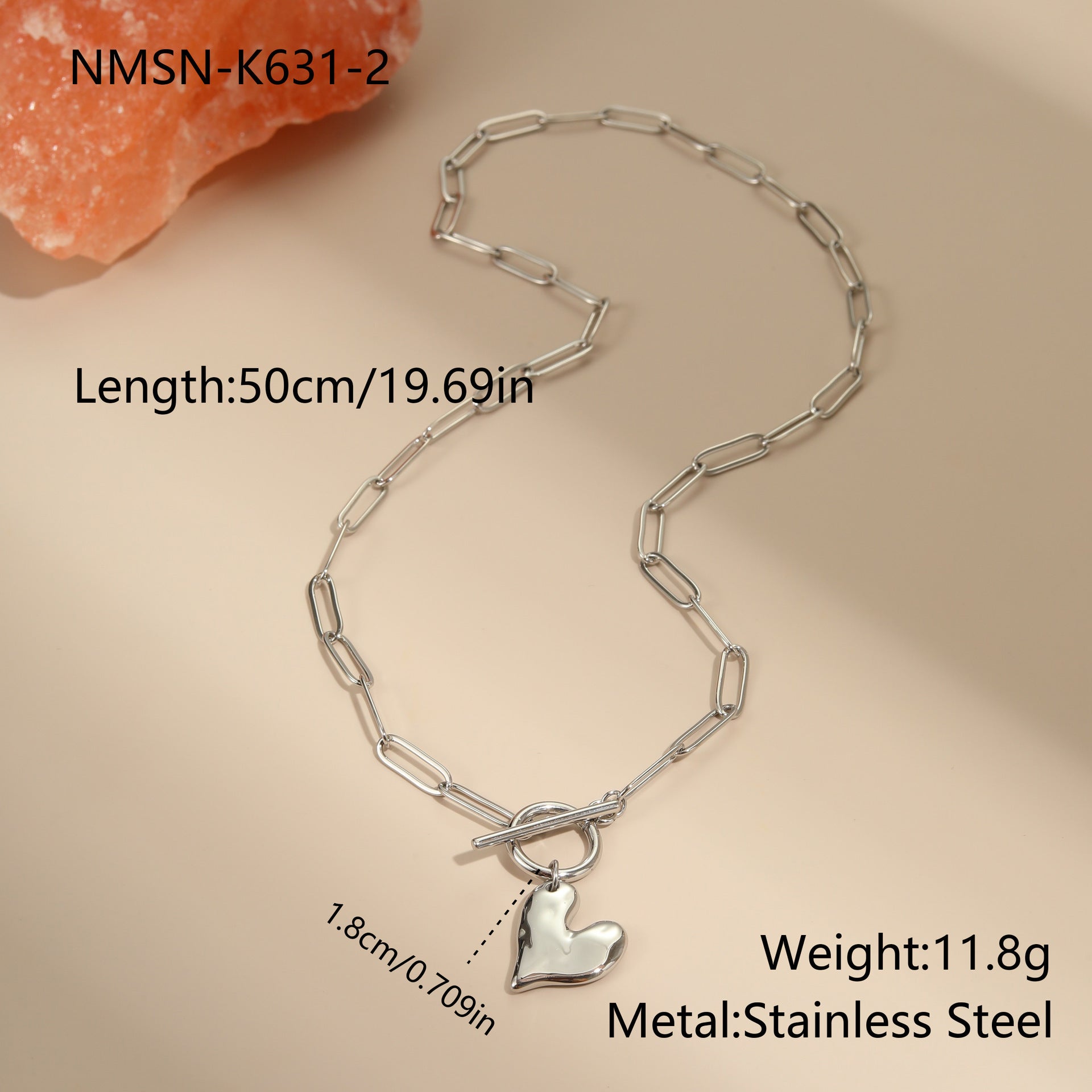 Irregular Heart Pendant Necklace & Non-Fading Bracelet Set