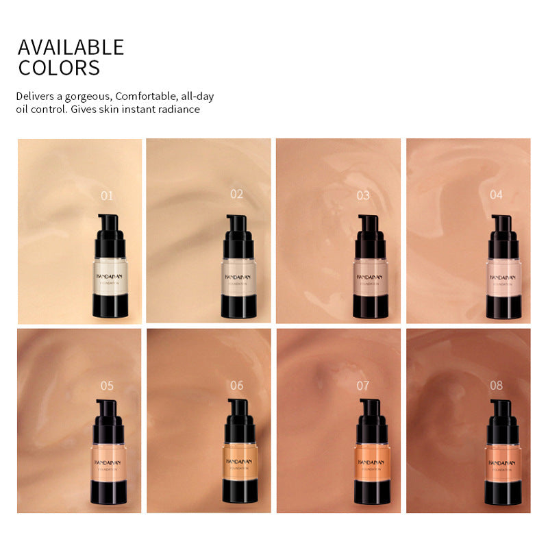 HANDAIYAN Full Cover Waterproof Liquid Foundation – Moisturizing Base