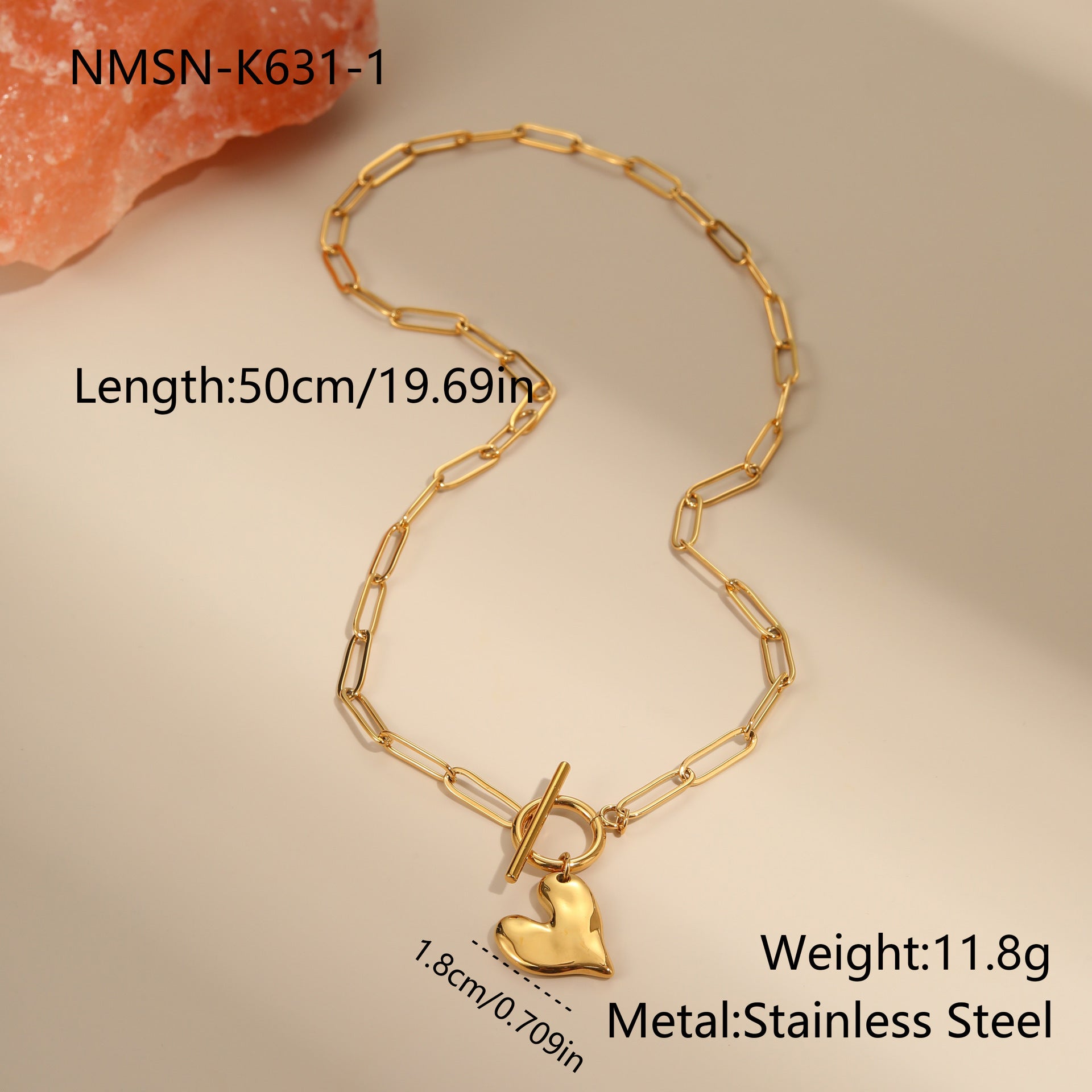Irregular Heart Pendant Necklace & Non-Fading Bracelet Set