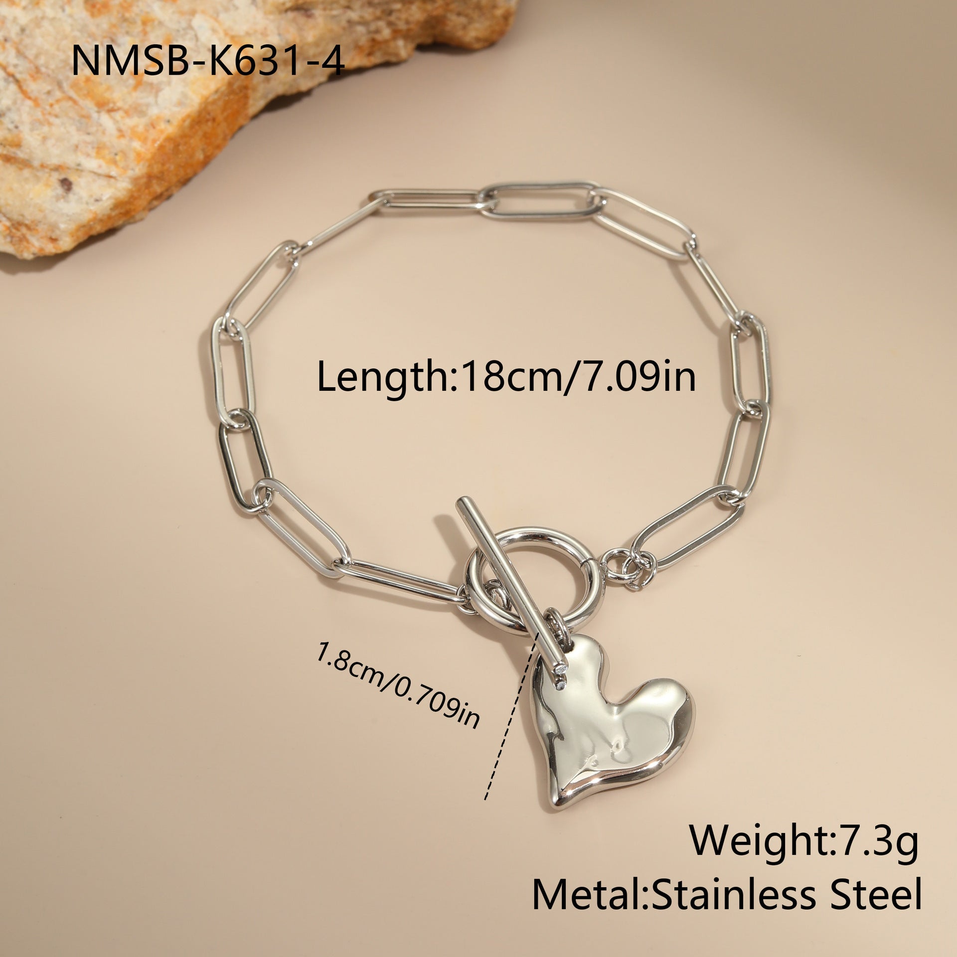 Irregular Heart Pendant Necklace & Non-Fading Bracelet Set