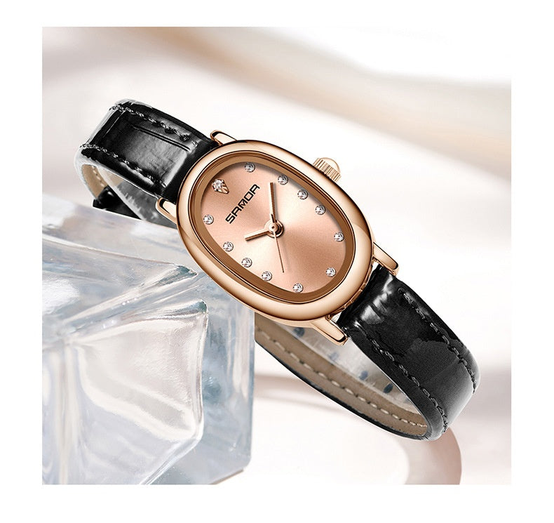 Women's Quartz Watch | Leather & Steel Strap Waterproof Timepiece