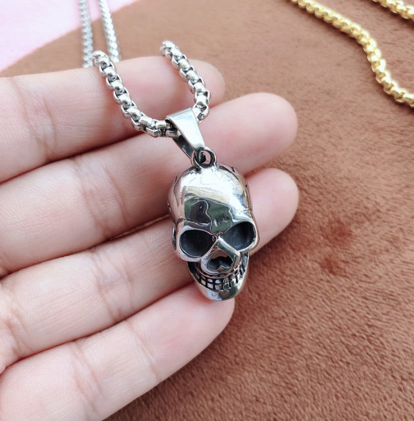 Men’s Halloween Skull Necklace – Punk Titanium Steel Fashion Accessory