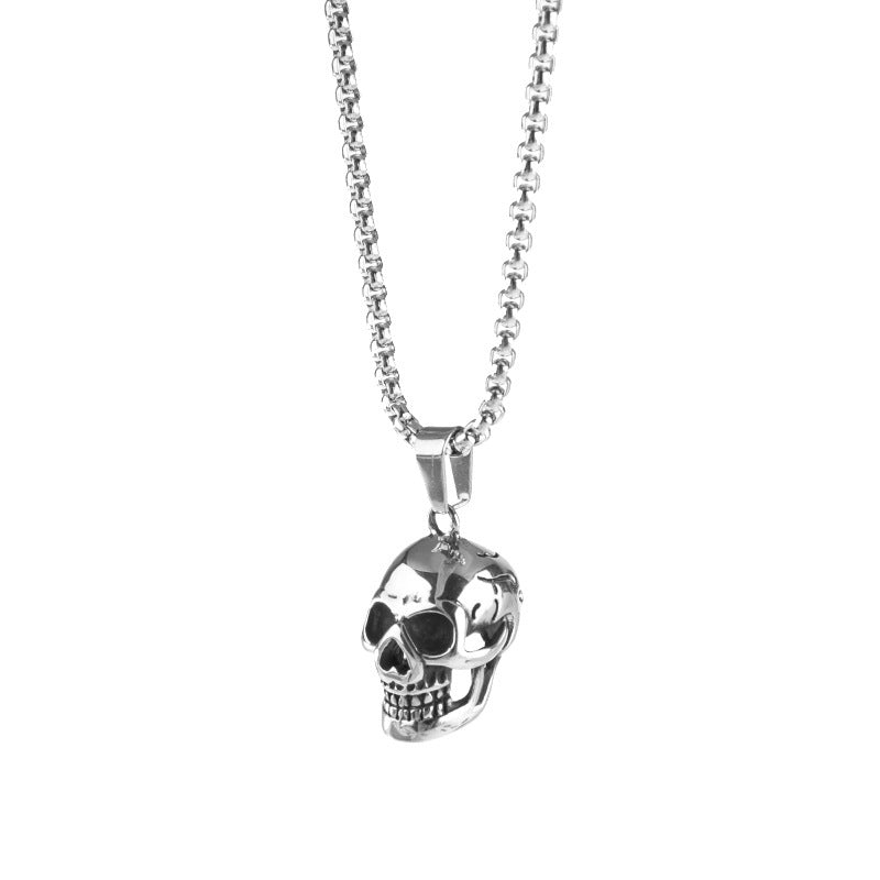 Men’s Halloween Skull Necklace – Punk Titanium Steel Fashion Accessory