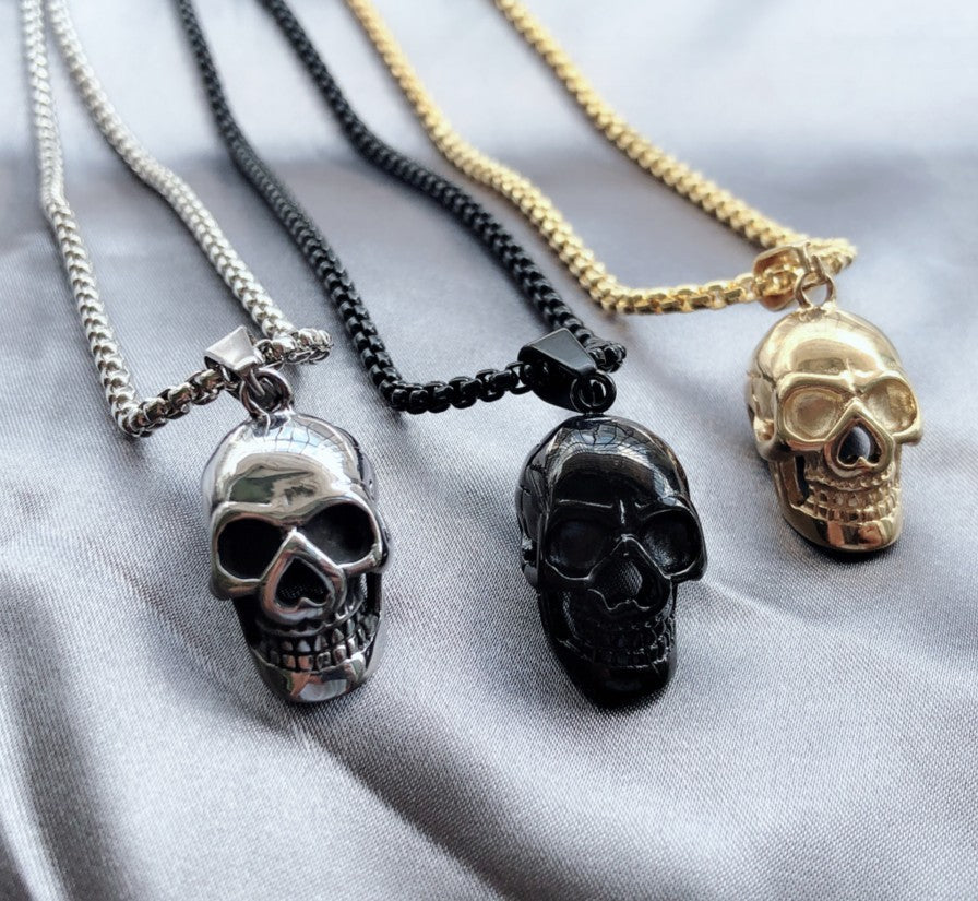 Men’s Halloween Skull Necklace – Punk Titanium Steel Fashion Accessory