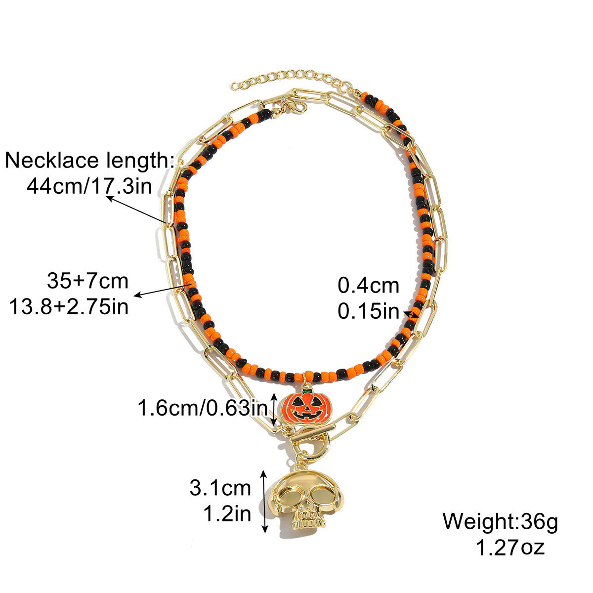 Halloween Necklace – Bat, Ghost, Skull, Pumpkin & Spider Pendant Accessories