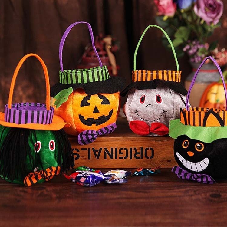 Cute Halloween Candy Bag | Pumpkin Pattern Portable Handbag & Gift Basket for Kids