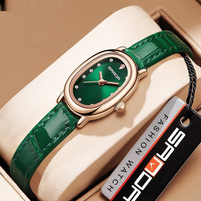 Women's Quartz Watch | Leather & Steel Strap Waterproof Timepiece