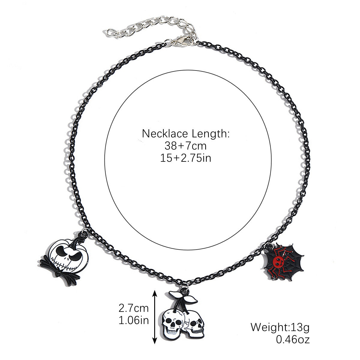 Halloween Necklace – Bat, Ghost, Skull, Pumpkin & Spider Pendant Accessories