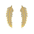 Leaf-Shaped Zircon S925 Sterling Silver Stud Earrings for Women
