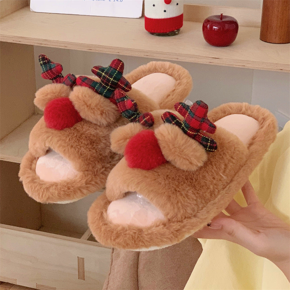 Women’s Cute Cartoon Fluffy Cotton Slippers – Cozy Indoor Autumn Home Slippers
