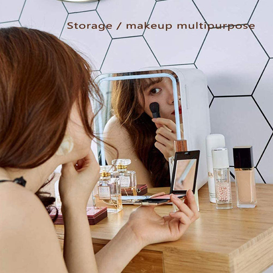 Mini Makeup Fridge – Portable Cosmetic Skincare Refrigerator & Warmer