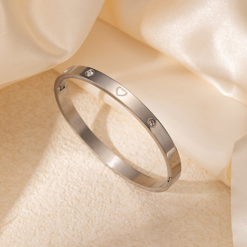 Titanium Steel Gold-Plated Diamond Bracelet for Women