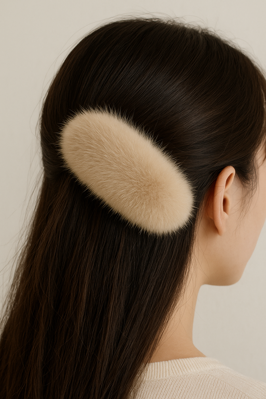 Korean Real Otter Fur Hair Clip for Women – Elegant Hair Accessory