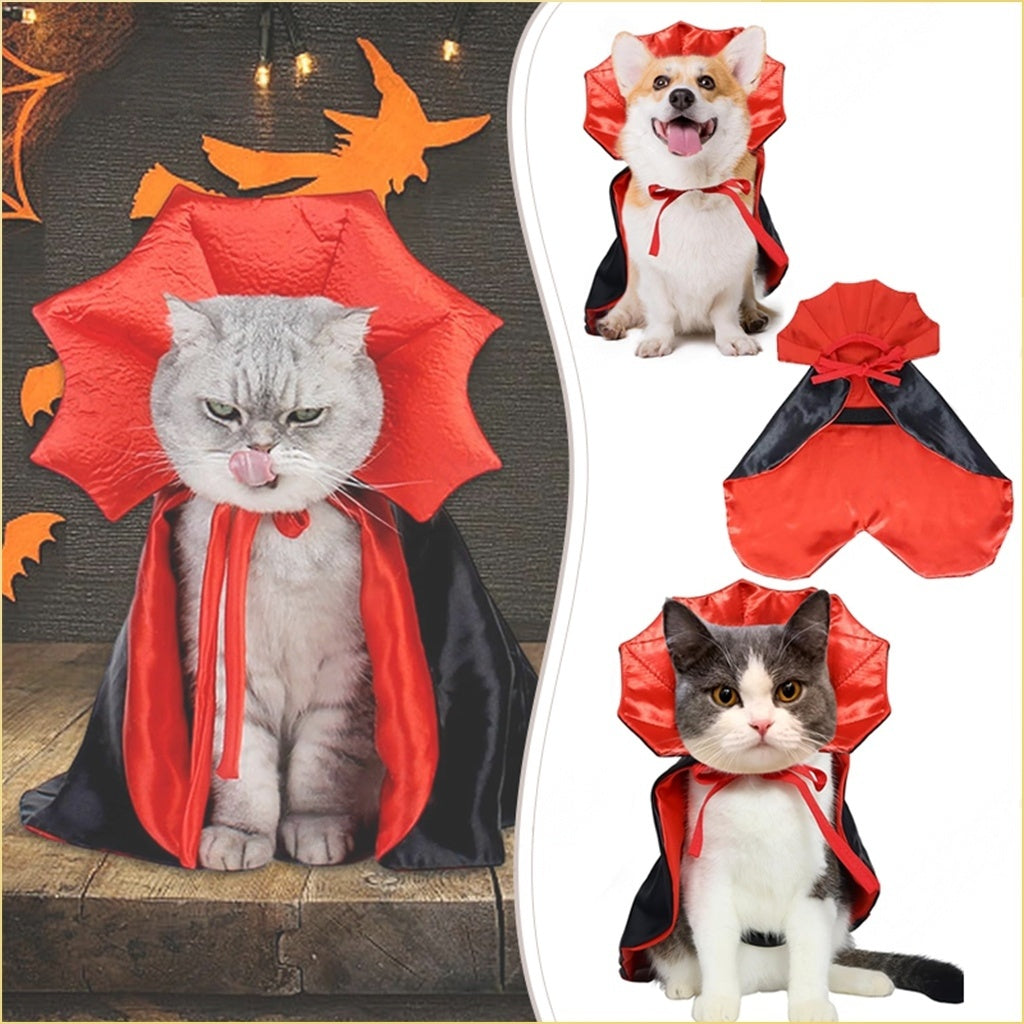 Halloween Pet Vampire Cloak | Cute Cosplay Costume for Small Dogs & Cats