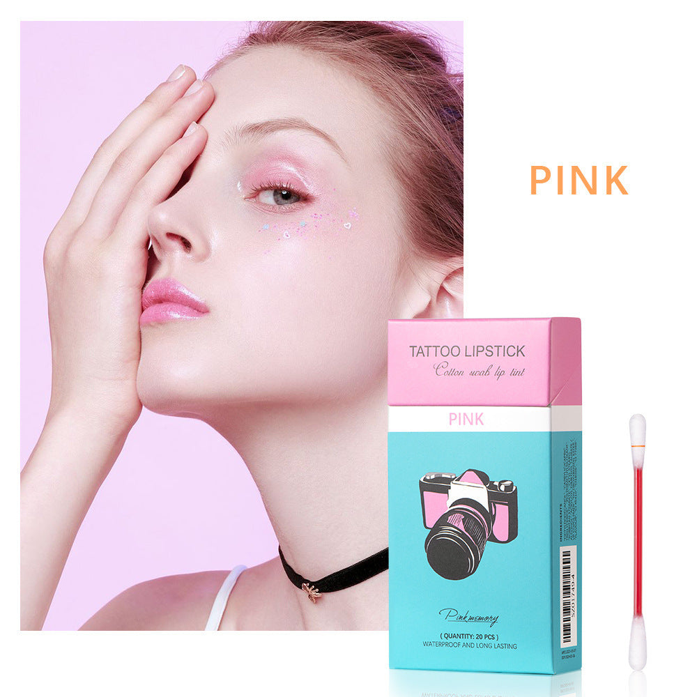 20 Pcs Cotton Swab Lipstick Set – Portable Waterproof Long-Lasting Liquid Lipsticks