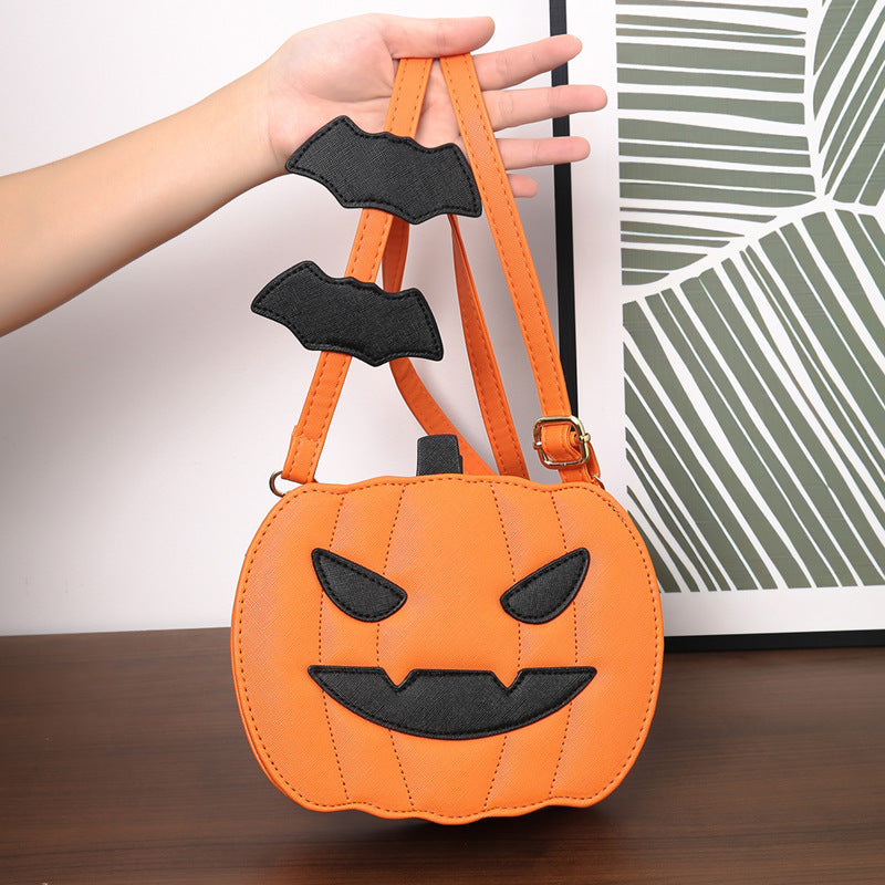 Halloween Pumpkin Crossbody Bag | Funny Cartoon Bat Shoulder Bag for Women