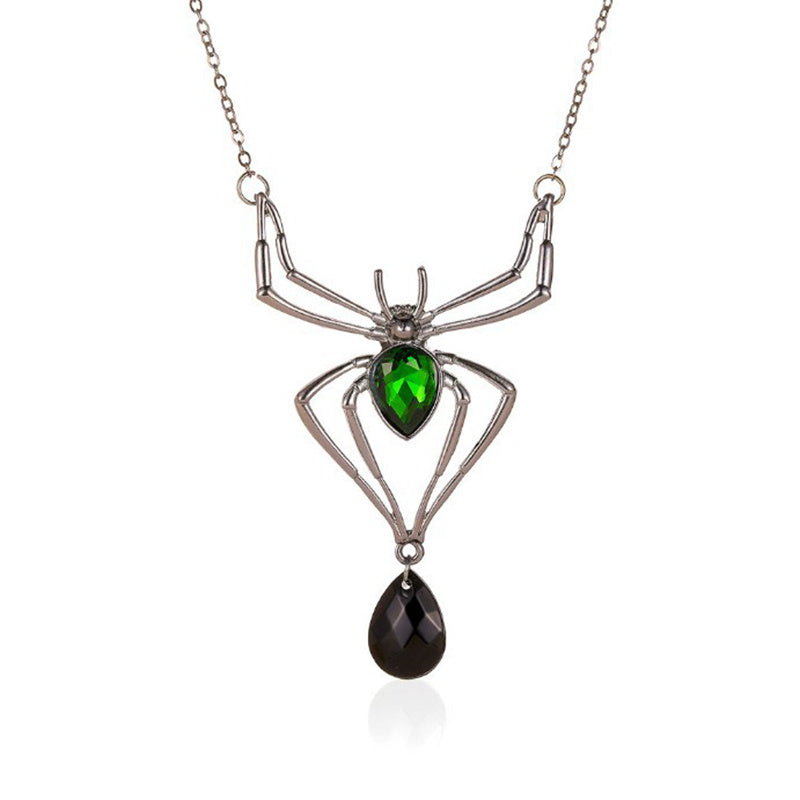 3pcs Halloween Teardrop Spider Jewelry Set – Vintage Necklace, Earrings & Ring
