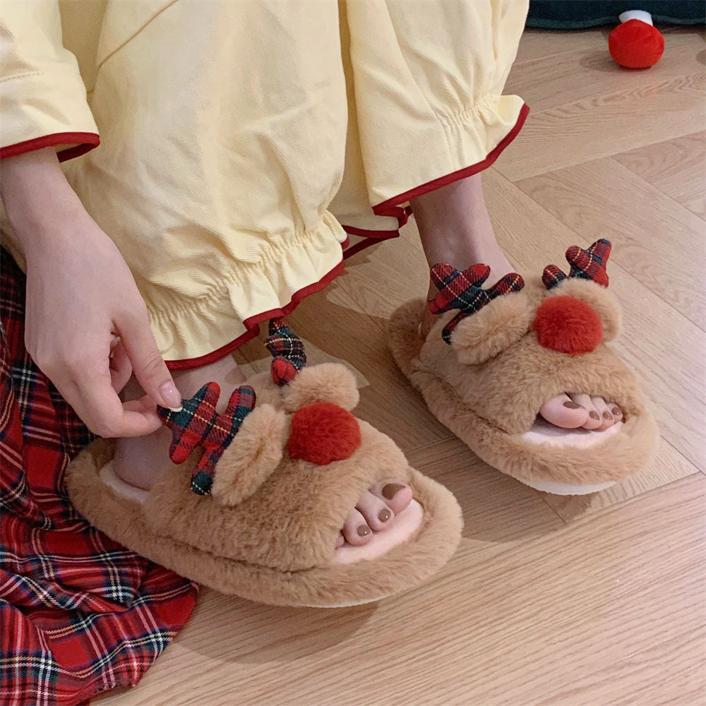Women’s Cute Cartoon Fluffy Cotton Slippers – Cozy Indoor Autumn Home Slippers