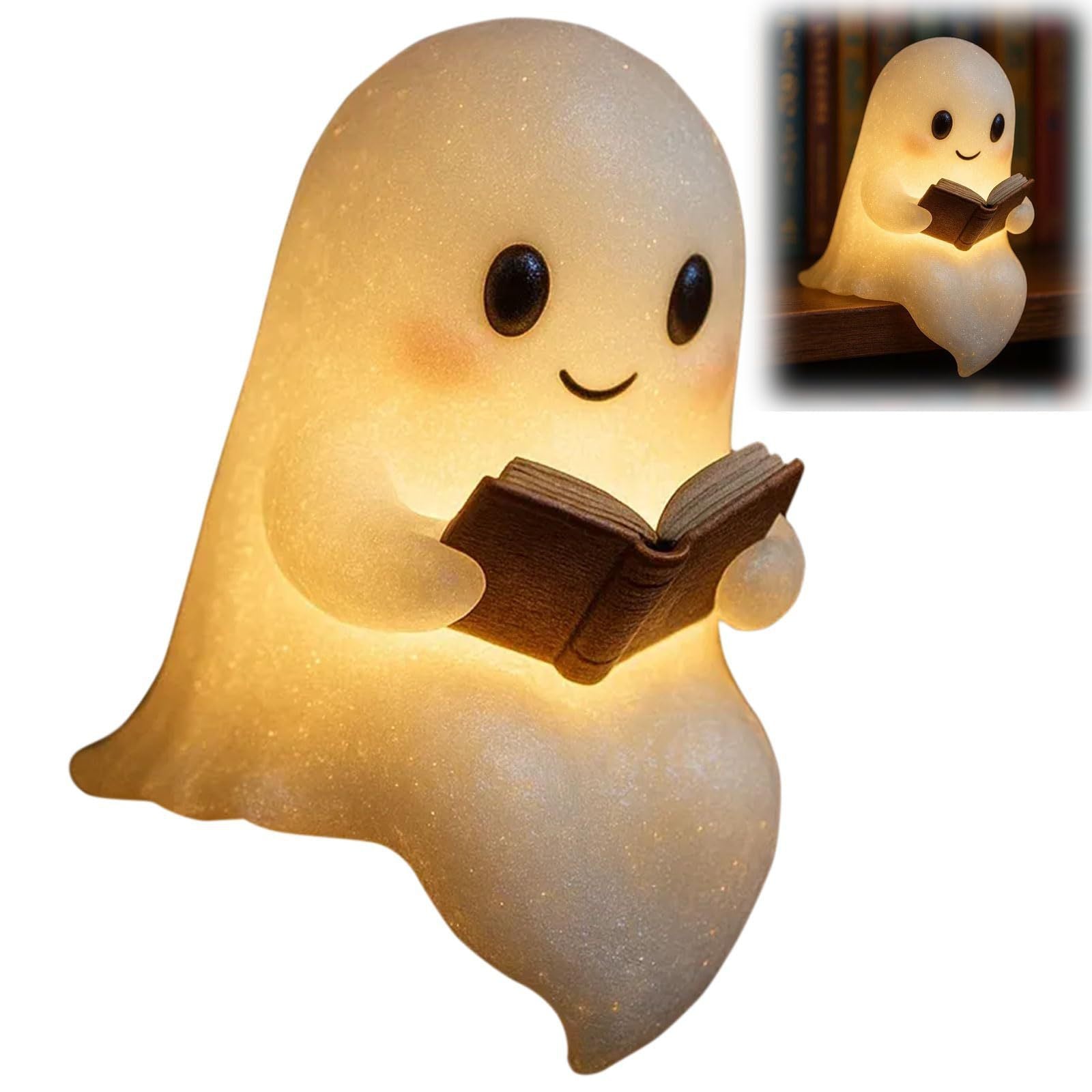 Cute LED Ghost Night Light | Warm Bedside Lamp for Kids & Halloween Decor