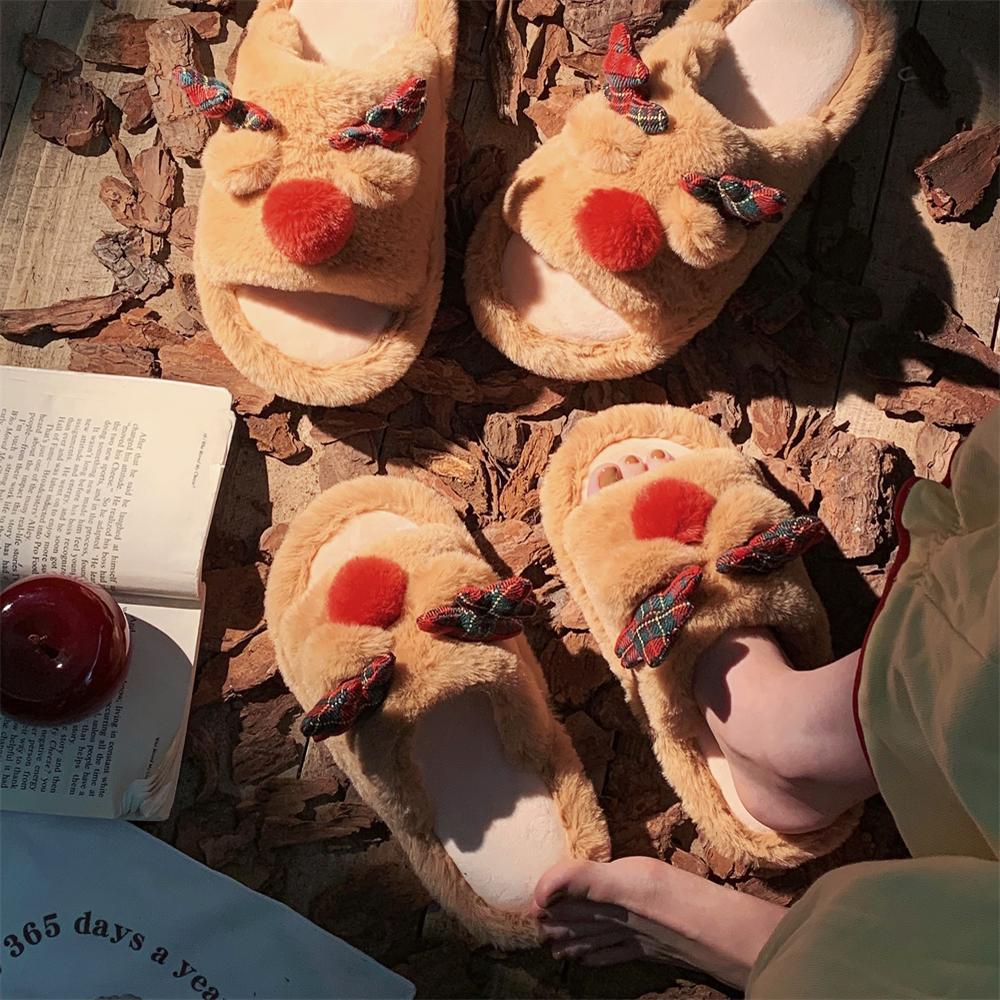 Women’s Cute Cartoon Fluffy Cotton Slippers – Cozy Indoor Autumn Home Slippers