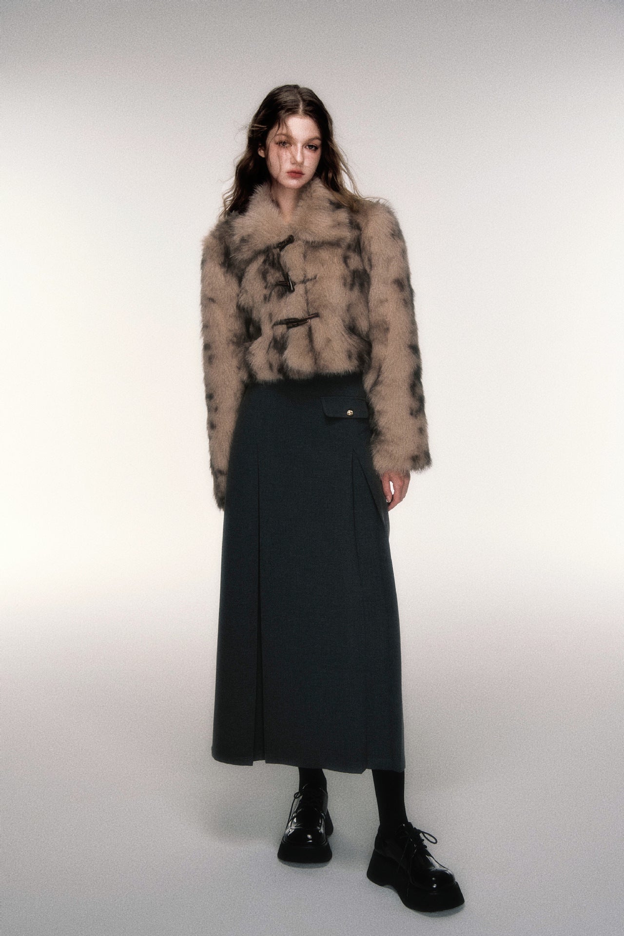 Women’s Retro Leopard Print Faux Fur Coat | Short Horn Button Jacket