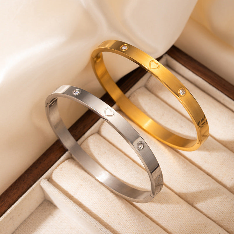 Titanium Steel Gold-Plated Diamond Bracelet for Women